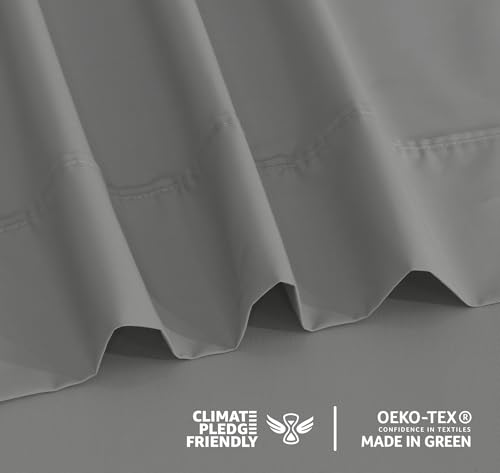 Image of RUVANTI 100% Cotton Percale Sheets Twin Size, Dark Gray | Crisp Cooling, Deep Pocket 16 inch, Soft Breathable & Durable, Hotel-Style, 3 Piece Set