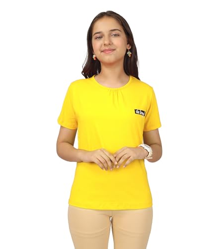 Image of KYDA KIDS Girls White T-Shirt 100% Cotton Antibacterial | Half Sleeve Round Neck | Plain White School Uniform T-Shirt | Soft Breathable Summer Wear Kids