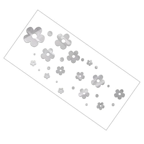 Vinilo decorativo de pared flor acrílica plateada 14 pcs