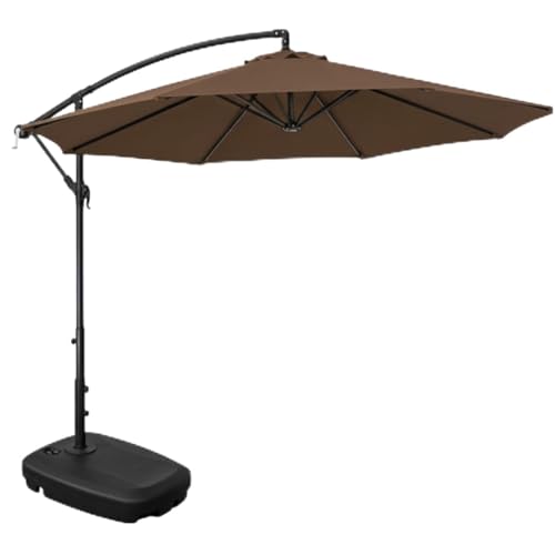 Kit Ombrelone Lateral Suspenso 3m Kauai + Base 55 Litros Piscina Jardim (Marrom)