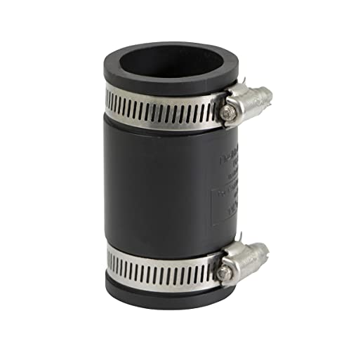Supply Giant 6I44 Flexible Pvc Coupling with Stainless Steel Clamps, 1 Inch, Black