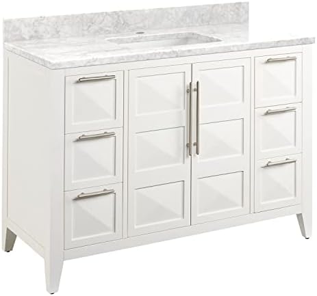 Signature Hardware 484548 Holmesdale 48" Single Basin Vanity Set with Mahogany Cabinet, Marble Vanity Top, and Porcelain Rectangular Undermount Sink