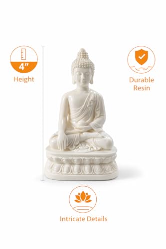 Image of Peaceful Meditating Buddha Idol for Home Decor | Serenity White Buddha Statue for Living Room, Office & Meditation Space | Spiritual Decorative Showpiece for Positive Energy & Vastu Harmony