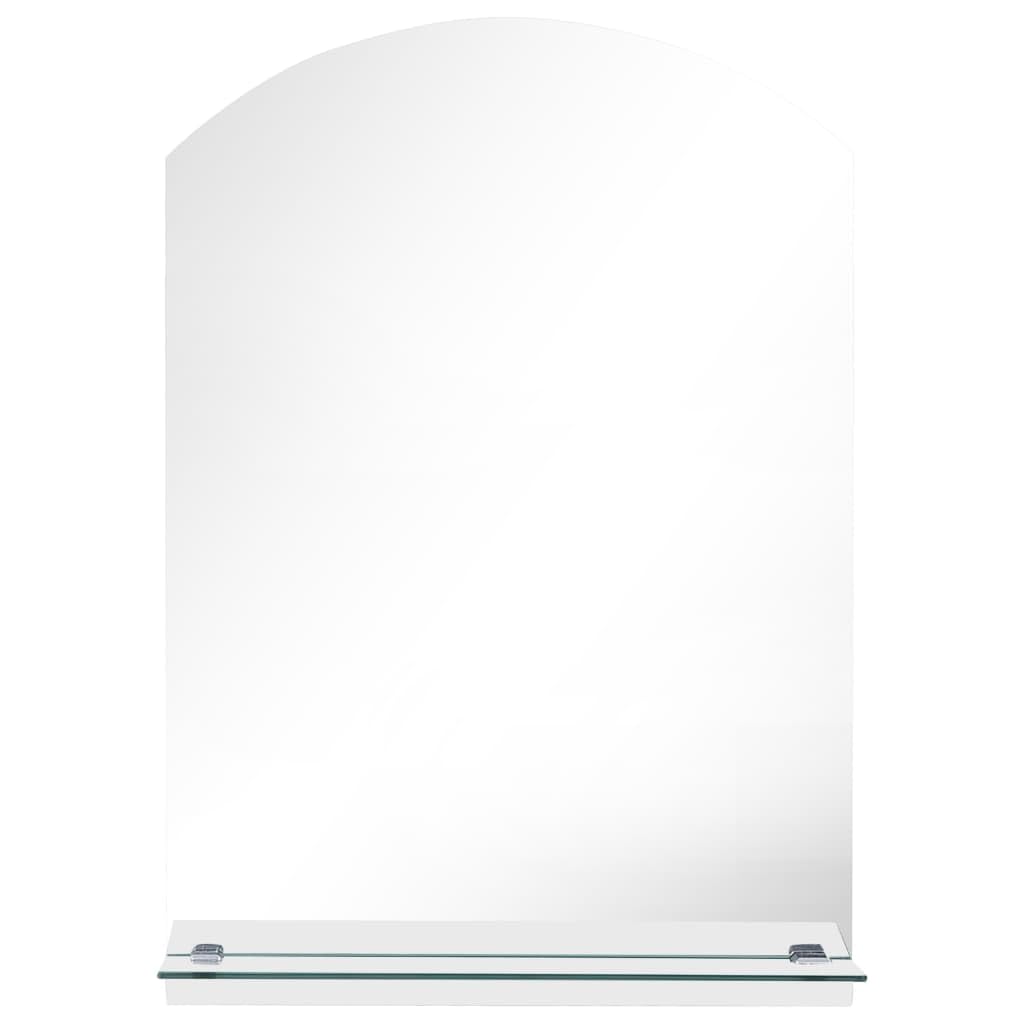 Wandspiegel mit Regal 50x70 cm aus gehärtetem Glas für Badezimmer, Wohnzimmer, Schlafzimmer mit praktischem Regal, einfache Wandmontage, ideal für Dekoration, Rasur, Frisieren und Kosmetik