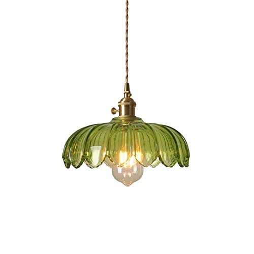 Lustre moderne vintage verre vert lampe suspendue industrielle ferme bar