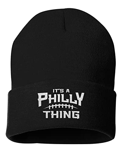 Go All Out One Size Black Cuffed It's A Philly Thing Embroidered Cuffed Knit Beanie Cap