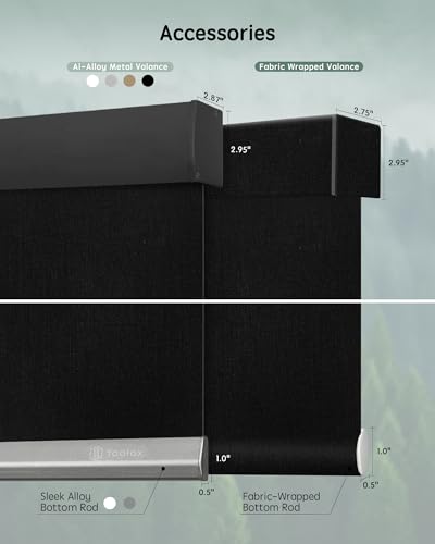 Yoolax Motorized Blinds with Remote, Smart Blinds for Windows Blackout Automatic Shades Work with Alexa Remote Control Roller Window Shades with Valance, Custom Size (Fabric-Black)