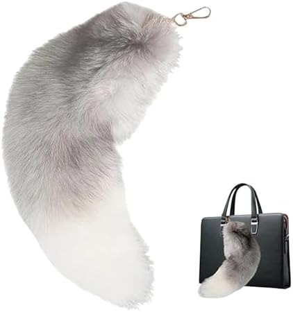 Fox Tail, Furry Fox Tail, 15.75-Inch Tail Key, Decorative Therian Tail Buckle, Role-Playing
