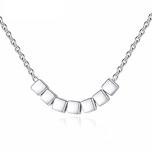 Collier chaîne de perles sept carrés pour femmes pendentif bijoux fins tendance