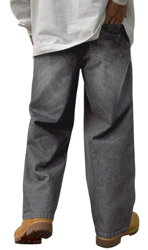 HUNGSON Mens Baggy Jeans for Men Women Y2k Skater Vintage Plain Pants Casual Wide Leg Jeans Loose Fit Denim Jeans4