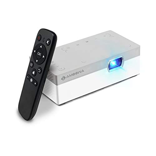 Amoowa Mini Projector - Portable WiFi Video Projector, 200 ANSI Lumen Pocket Cinema - Support iPhone, Android, Laptop for Home & Outdoor,W/ HDMI,USB & Touchpad Control