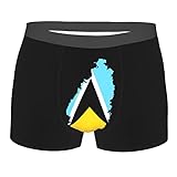SEVEBJ Boxer da uomo con bandiera di Santa Lucia, traspirante, elasticizzato, con sacchetto, per uomini e ragazzi, Bandiera Mappa di Santa Lucia, S