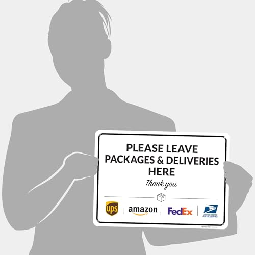 Image of Package Delivery Sign, 10x14 Inches, Rust-Free Aluminum, Fade-Resistant, Made in USA