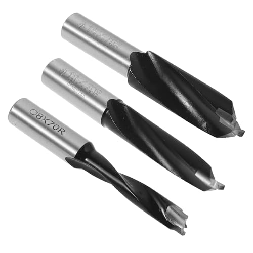 Ipetboom 3pcs Woodworking Drill Bit Set with 3-tip and 4-Edge Design, Black Wood Splitter Drill Bits for Home and Industrial Wood Drilling Applications