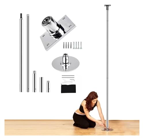 FBHappiness Ceiling Mounting Pole Commercial Permanent Dance for Pub Gym Club Yoga Room,Dance Pole, Spinning & Static for Home Exercise, 45mm Stainless Steel with Fixed Pl（Silver-320cm-335CM）