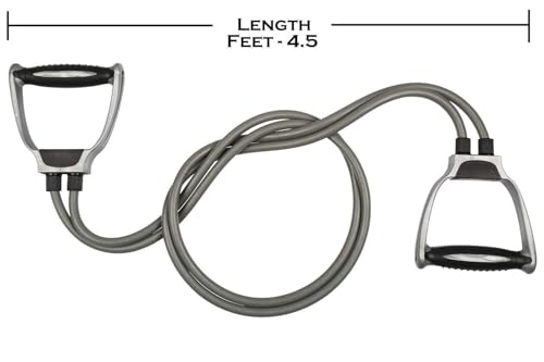 Image of D-fix Double Toning Resistance Tube Heavy Quality Pull Rope Elastic Rubber Exercise Band for Stretching, Workout, Home Gym with Grip D Shaped Handles for Men and Women with Workout (Grey)
