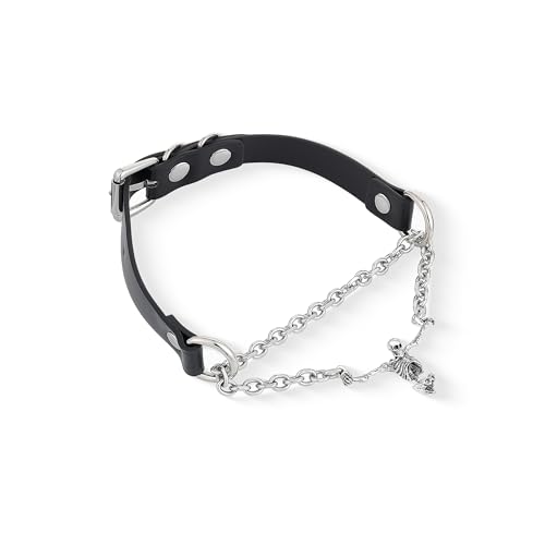 Gothic Skull Choker Necklace For Women, Halloween Skeleton Pendant Slip Chain Necklace with Adjustable Vegan Leather Buckle2