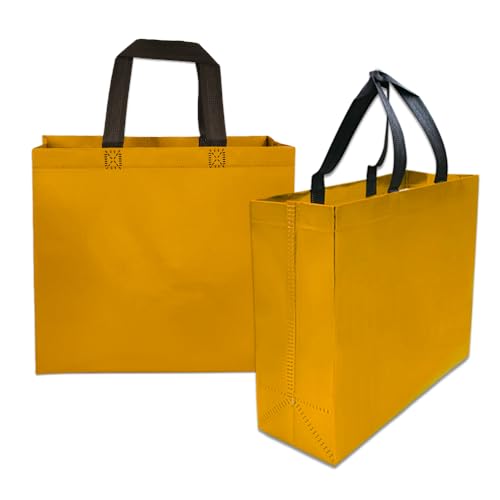 huichuan 12 Pack Yellow Gift Bags with Handles, Reusable Tote Bag for Women Kids, Eco-Friendly Non-Woven Party Favor Goodie Bags Bulk for Valentine's Day, Birthday, Wedding, Baby Shower Treats