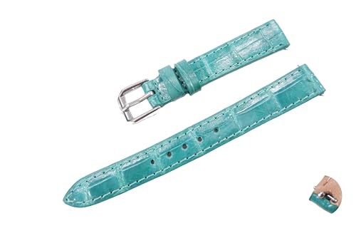 Pelgio Genuine Crocodile Alligator Belly Skin Leather Quick Release Men's Watch Strap Band with Buckle 18 mm. 20 mm. 22 mm. 24 mm. 26 mm. (Turquoise Green, 22 mm.)
