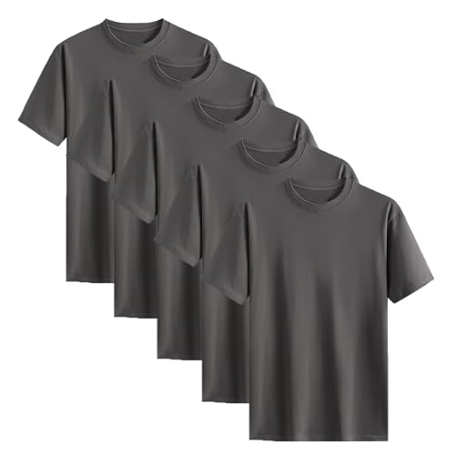 [NCFBAG] インナーシャツ ５枚組 肌着 メンズ tシャツ 綿100% 無地 スポーツ シャツ 下着 ゆったり 防菌防臭 吸汗速乾 快適 柔らかい 男女兼用 春夏秋冬 (2XL, グレー)の商品画像（Amazon）