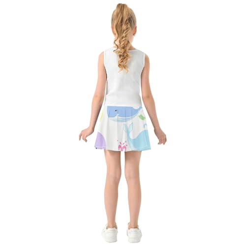Joisal Cute Whale Cartoon Toddlers Tennis Skirts Dance Golf Girls' Shorts Athletic Skorts Pleated 4t4