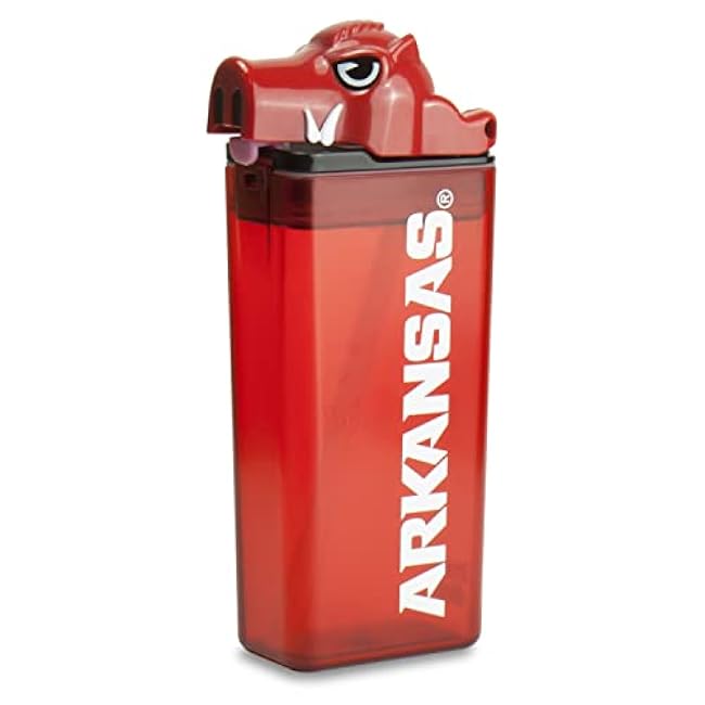 FUNTOPS Reusable Water Bottle | Officially Licensed NCAA Sports Bottle | BPA Free | Dishwasher Safe | Big Red Mascot | 12 oz Drink in the Box - University of Arkansas