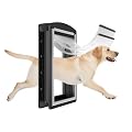MAVRICFLEX Large Dog Door for Door - All-Stainless Steel Frame, Weather-Resistant Double Soft Flaps, 2 Sliding ABS Panels for Indoor/Outdoor Use, Fits Large Dogs Up to 110 LBS, Easy Install? Black