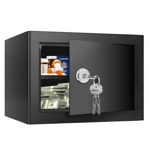 Small Home Safe Metal Lock Box with Key