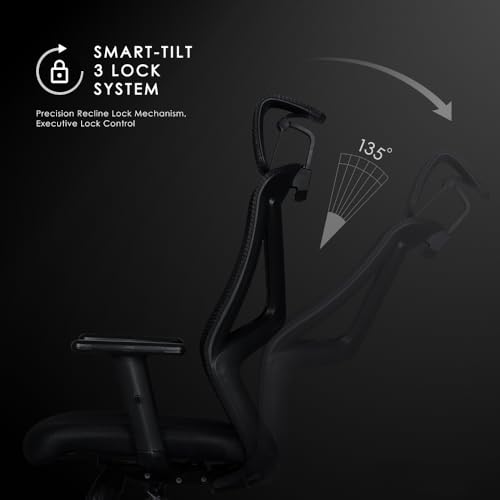 Image of Varaha Agni BIS Certified Ergonomic Office High Back Chair | 5 Year Warranty | Adjustable 2D Headrest, 1D PU Armrest, Seat Sliding Mechanism with 3 Multilock Recline | Gaming Desk Chair for Home|Black