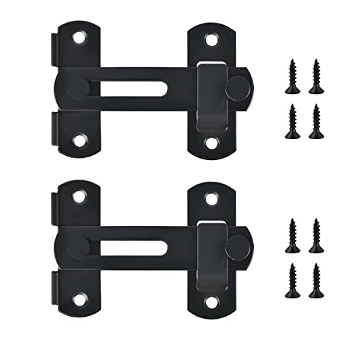 TMBMLPP Sliding Barn Door Lock, 2 Pack Black Stainless Steel Gate Latches, Flip Latch Safety Door Bolt