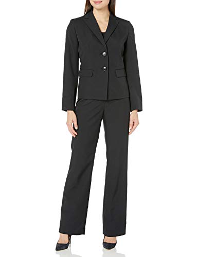 Le Suit Women's 2 Button Black Pant Suit, 10
