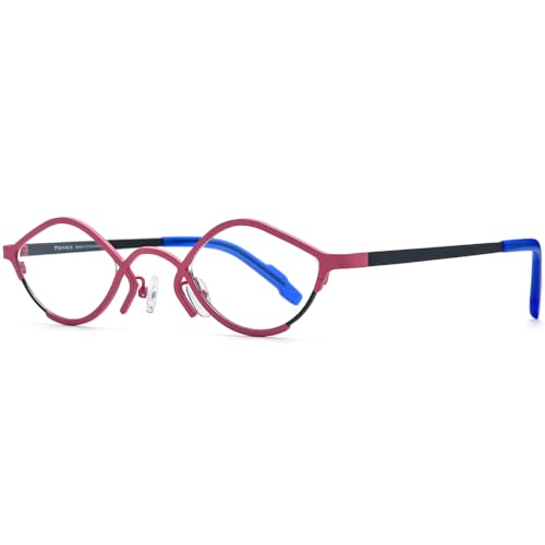 Image of FONEX Colorful Pure Titanium Glasses Frame Women Retro Round Eyeglasses