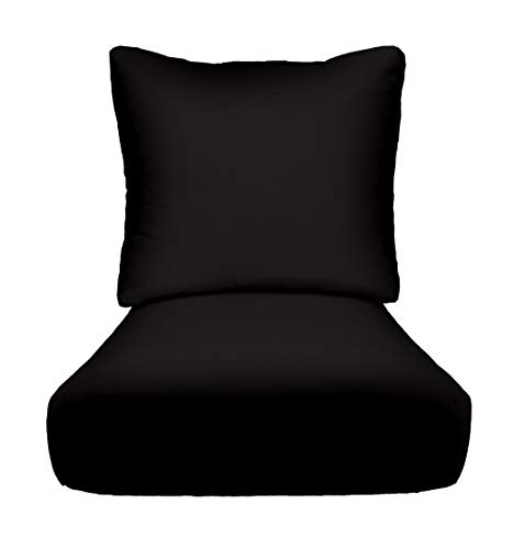 RSH DECOR: Deep Seating Cushion with Pillow Back | 23” x 24” Seat | Sunbrella Performance Fabric | Water and Fade-Resistant | Outdoor Chair Cushion Set for Patio Furniture | Canvas Black