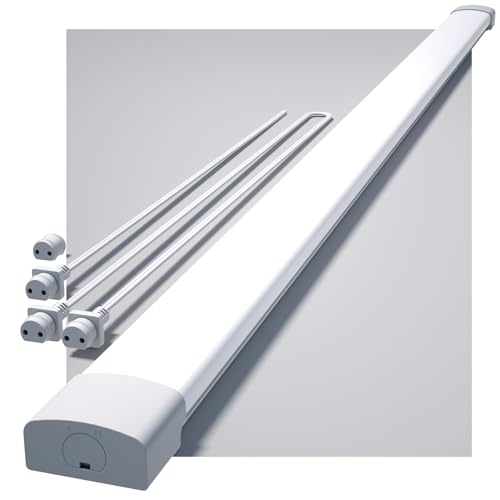 Modlicht Lámpara LED para ambientes húmedos, 150 cm, 5000 K, luz blanca fría, 45 W, 4950 lm, tubo en serie, IP65, resistente al agua, para taller, sótano, baño, oficinas, almacén, sótano, garaje