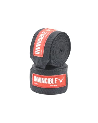 Image of INVINCIBLE Mexican Style Semi-Stretch Nylon Hand Wraps (Black, 4.5 Meter)