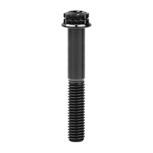 Image of Titanium Flange 12 Point Head M8 x15 20 25 30 35 40 45 50 55 60 65mm Screw Bolt Pack of 4 (M8x45mm, Black)