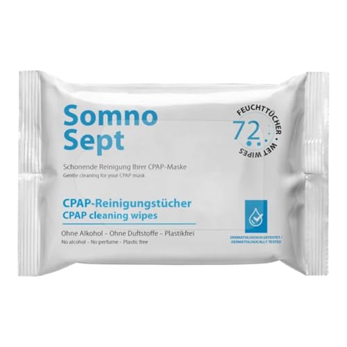 SomnoSept CPAP-Reinigungstücher - 72 Stück - Schnelle Reinigung von CPAP-Maske - für guten Maskensitz - weiche Tücher aus 100% Viskose - geruchsneutral - dermatologisch getestet