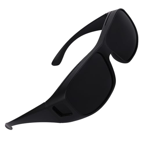 Super Dark Sunglasses Black Lens Fit Over Wraparound Sunglass UV Protection Shades Migraine Sensitive Eyes