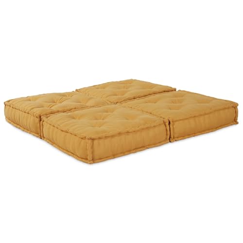 vidaXL Puf Modular Amarillo Set De 2 Relleno De Espuma Asiento Interior Exterior para Sala De Estar Y Balcón | 70 X 36 cm Sofá Versátil Muebles De Lounge Convertible De Suelo Decorativo