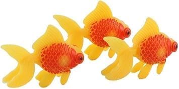 Clockjuan 3 Pcs Orange Artificial Aquarium Fishes Fake Plastic Moving Fishes Ornament Decoration Orange Goldfish for Aquarium Fish Tank Thematic Ornaments Aquarium Decor