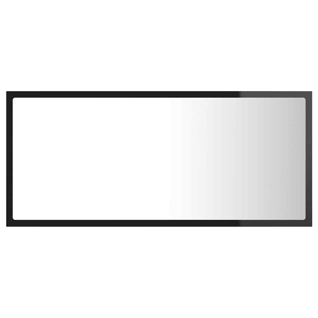Home strumenti-Specchio da Bagno a LED Nero Lucido 90x8.5x37 cm Acrilico