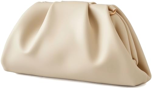 Image of Women's Woven Evening Bag Ruched Dumpling Clutch Purse Detachable Chain Crossbody Bag