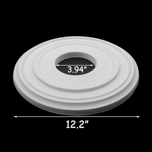 Image of HEVSTIL White Ceiling Medallion PU for Light Fixtures 12 inchOD x 3.94 inchID | Simple and Modern, Decorative Fan Medallion, Lighting Ceiling Ring, Covers for Chandeliers Home