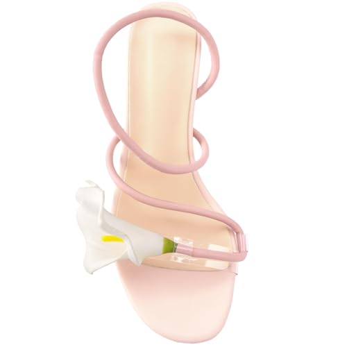 Image of Flower High Heels for Women Calla Lily Open Toe Floral Stilettos Heels Sexy Strappy Heeled Sandals Wedding Birthday Dressy