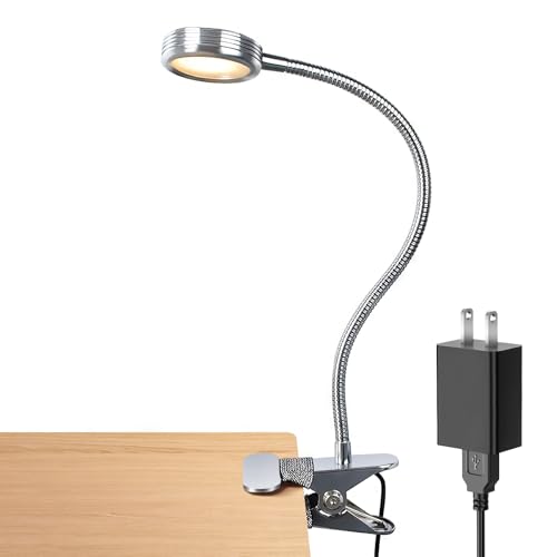 LEPOWER Clip on Light/Reading Light/Book Lights/Desk Lamp Color Changeable/Night Lights Clip on for Desk, Bed Headboard and Computers, Adapter Included, Silver by LEPOWER - Used condition - US$13.70