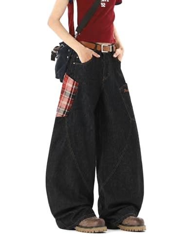 Aelfric Eden Baggy Barrel Jeans Plaid Big Pocket Wide Leg Denim