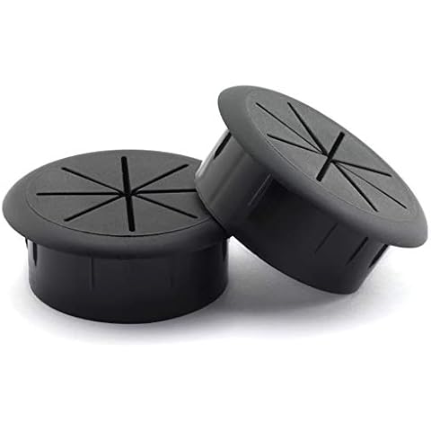 HJ Garden 2pcs 2-3/8 inch Flexible Desk Cord Grommets Wire Organizer Hole Cover for Managing and Hiding Office PC Desktop Cable(Black) Cover