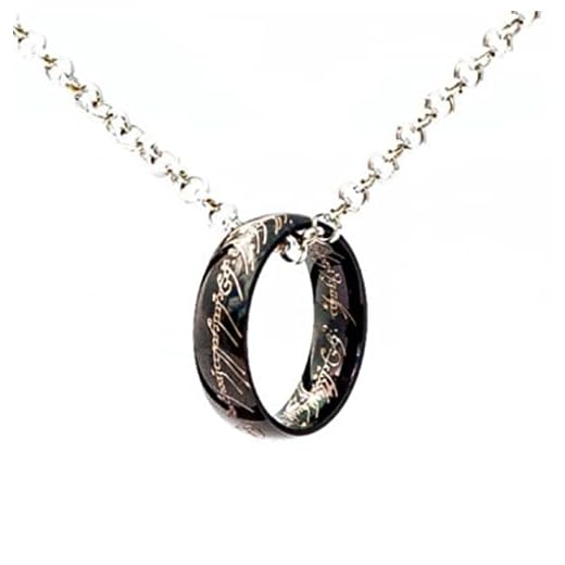 Collar único anillo del poder elfico inspirado en la saga señor de los anillos gadgets accesorios hobbit color negro elegante estuche negro idea regalo magia fantasía cosplay