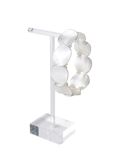 Hammered Metal Bracelet For women, Circular Mosaic Design,Gold And Silver Stretch Bangles Bracelet,Fashion Statement Jewelry for Women3