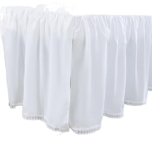 YYLUOYANG Cubre Somier Falda de Cama con Volantes y Esquinas divididas, Patchwork de Encaje Lavable básico for el hogar, diseño Antideslizante Simple Elegante Faldas De La Cama(White,137x190 36cm)